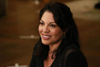 GREY'S ANATOMY - "I Choose You " -- Maggie reevaluates her life choices after receiving an invitation to her ex-boyfriend's wedding; Richard questions Bailey's loyalty, and Jo confides in Stephanie about a secret she's been keeping from Alex. Meanwhile, Alex struggles with making a difficult decision that will affect the lives of newborn twins, on "Grey's Anatomy," THURSDAY, OCTOBER 8 (8:00--9:00 p.m., ET) on the ABC Television Network. (ABC/Mitchell Haaseth) SARA RAMIREZ