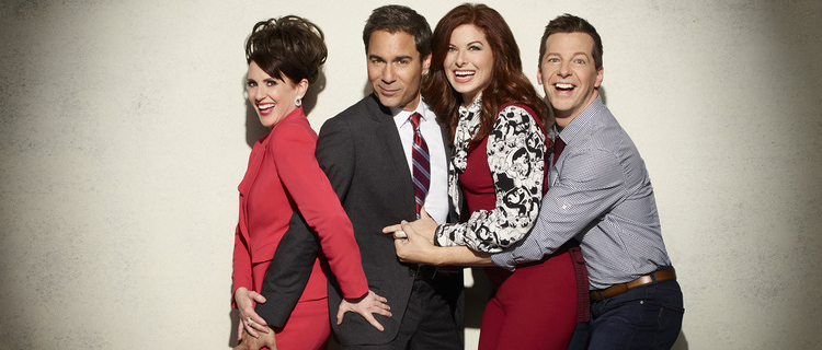 WILL & GRACE -- Season: 1 -- Pictured: (l-r) Megan Mullally as Karen Walker, Eric McCormack as Will Truman, Debra Messing as Grace Adler, Sean Hayes as Jack McFarland -- (Photo by: Andrew Eccles/NBC)