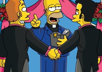 When Homer discovers the monetary potential of performing gay unions, he becomes an ordained minister via the internet and soon marries everyone and anyone in town,– including a surprising someone very close to him (not pictured) on “There’s Something About Marrying” episode of THE SIMPSONS Sunday, Feb. 20 (8:00-8:30 PM ET/PT) on FOX.
