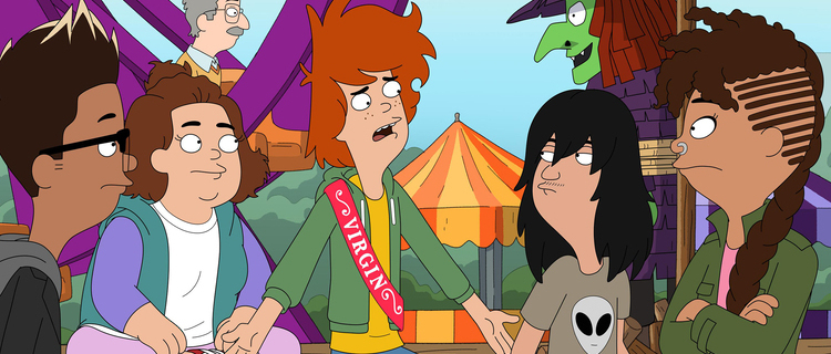 DUNCANVILLE -- "Witch Day" Episode 105 -- Pictured: The town celebrates its annual Witch Day, which involves pronouncing a mortified Duncan the ?town virgin? for the big ceremony, but he protests the celebration to impress Mia, who finds it sexist and barbaric in the ?Witch Day? episode of DUNCANVILLE airing Sunday, March 8 (8:30-9:00 PM ET/PT) on FOX -- (Photo by: FOX/Universal Animation Studios)