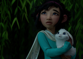 OVER THE MOON - (L-R) "Fei Fei" (voiced by Cathy Ang) and "Bungee the rabbit."  © 2020 Netflix, Inc