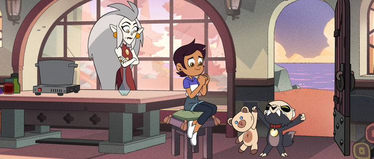 THE OWL HOUSE - "Adventures in the Elements" - Luz needs to learn a new spell, so Eda takes her to the most magical place on the island to train. This episode of "The Owl House" airs Saturday, July 18 (8:45 p.m., ET/PT) on Disney Channel. (Disney Channel)EDA, LUZ, KING