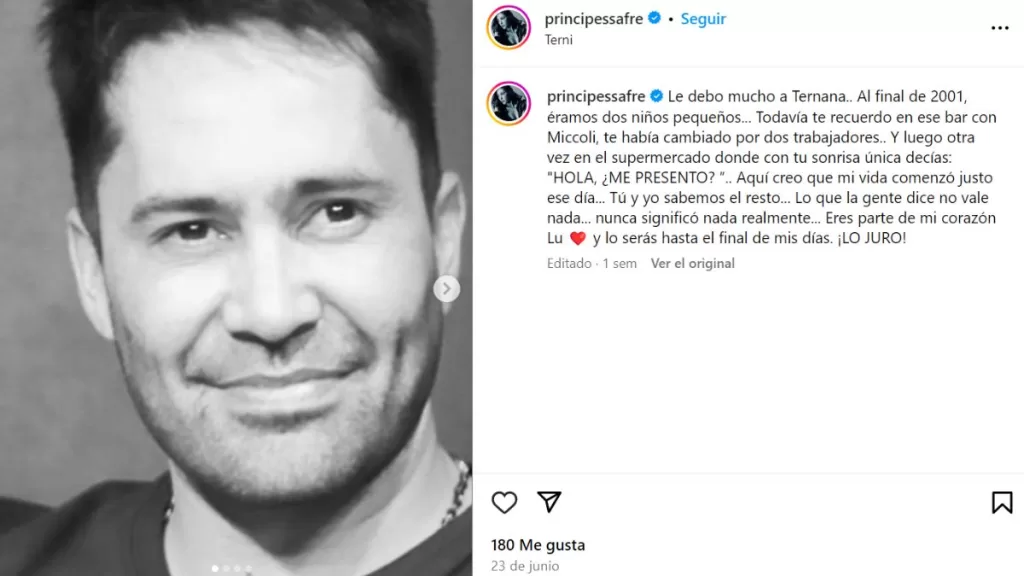 Instagram de Francesca Teodori y la publicación que eliminó.