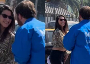 Loreto Aravena y Max Luksic bailando cueca.