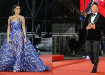 Emilia Dides y Sammis Reyes en la alfombra roja