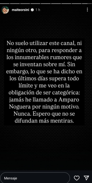 Maite Orsini ¿Llamó a Amparo Noguera por amorío con Marcelo Alonso?