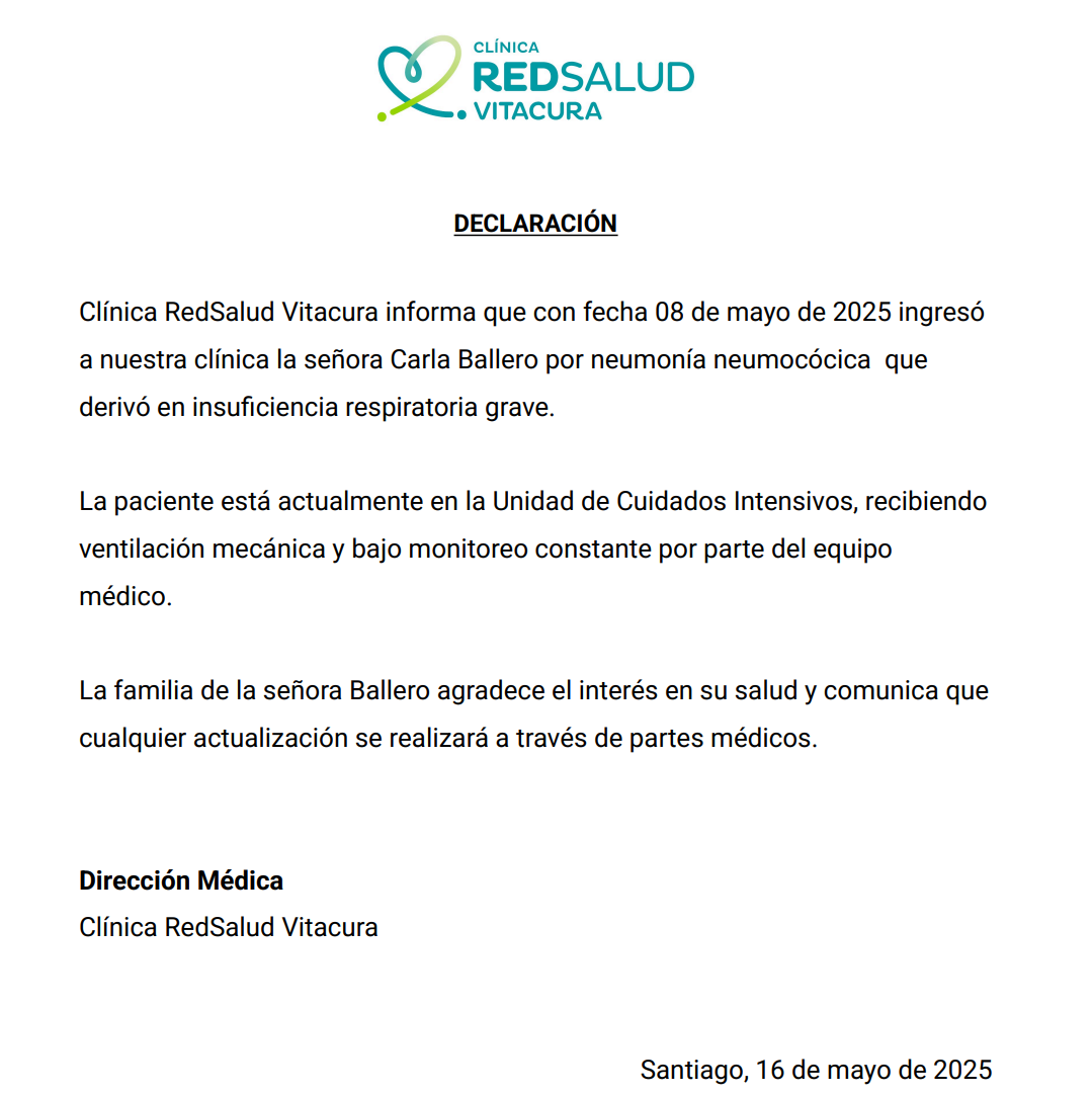 Comunicado salud Carla Ballero