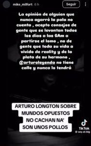 Mike Milfort respondió con todo a Arturo Longton