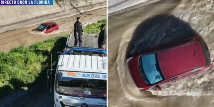 Auto cayó a canal San Carlos