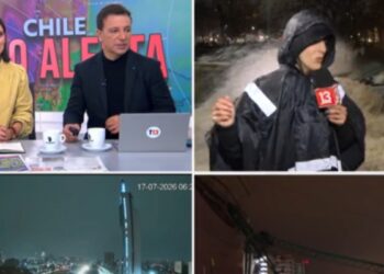 Periodista de Tele13 quedó totalmente mojada