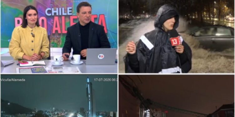 Periodista de Tele13 quedó totalmente mojada